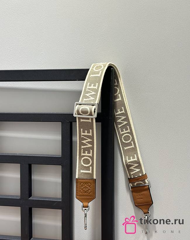 Loewe Anagram Strap In Jacquard And Calfskin Brown/ Silver - 105x4cm - 1