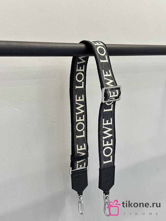 Loewe Anagram Strap In Jacquard And Calfskin All Black/ Silver - 105x4cm - 1