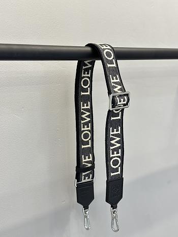 Loewe Anagram Strap In Jacquard And Calfskin All Black/ Silver - 105x4cm