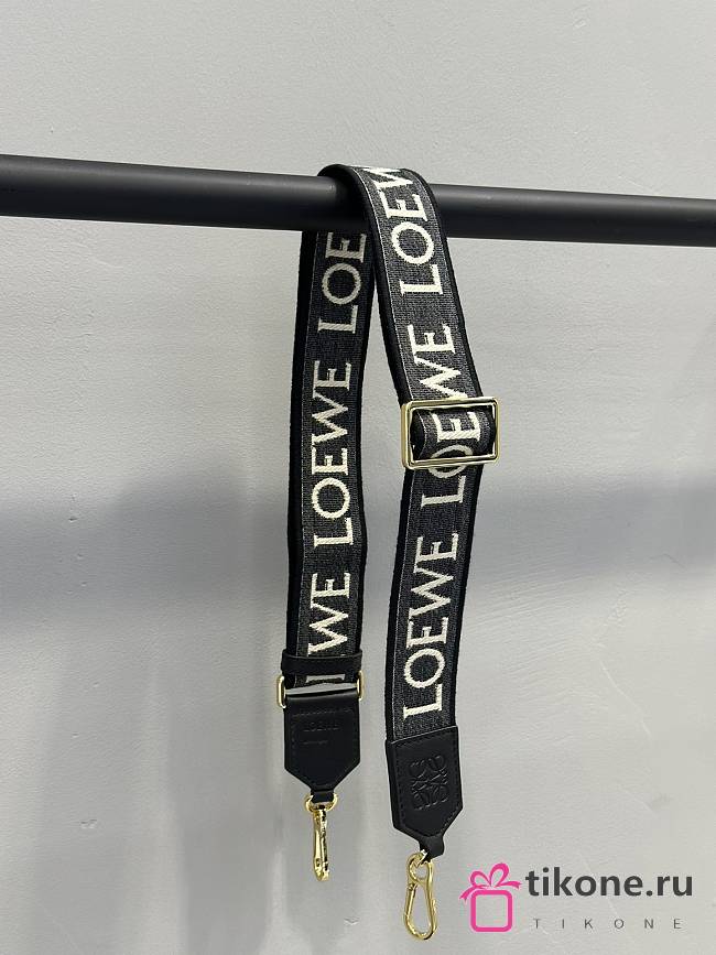 Loewe Anagram Strap In Jacquard And Calfskin All Black/ Gold - 105x4cm - 1