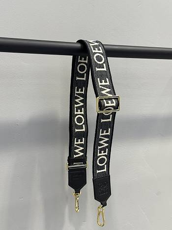 Loewe Anagram Strap In Jacquard And Calfskin All Black/ Gold - 105x4cm