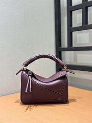 Loewe Mini Puzzle Bag In Mellow Calfskin Burgundy - 17.5x12.5x7.5cm - 3