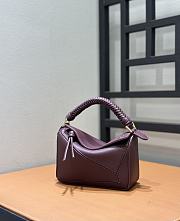 Loewe Mini Puzzle Bag In Mellow Calfskin Burgundy - 17.5x12.5x7.5cm - 2