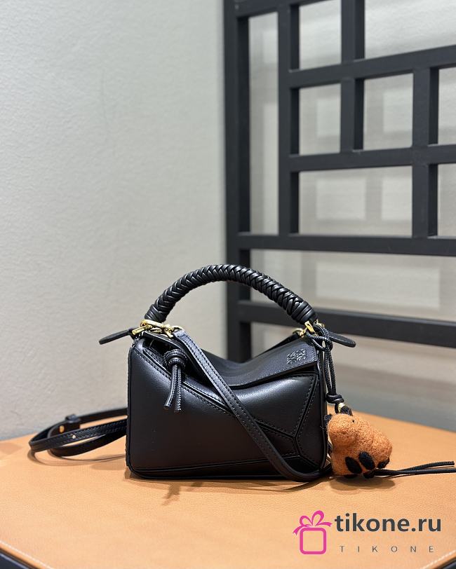 Loewe Mini Puzzle Bag In Mellow Calfskin Black - 17.5x12.5x7.5cm - 1