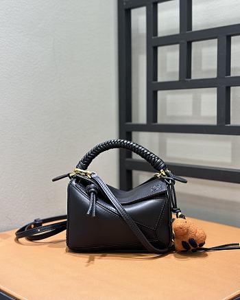 Loewe Mini Puzzle Bag In Mellow Calfskin Black - 17.5x12.5x7.5cm