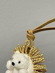 Loewe Hedgehog Charm In Felt Beads And Calfskin Gold/ Soft White - 2