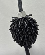 Loewe Hedgehog Charm In Felt Beads And Calfskin Black/ Soft White - 3