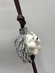 Loewe Hedgehog Charm In Felt Beads And Calfskin Silver/ Soft White - 5