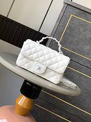 Chanel Mini Flap Bag With Top Handle Lambskin Lacquered Metal White - 20x12x6cm - 1