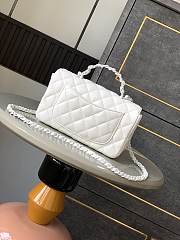 Chanel Mini Flap Bag With Top Handle Lambskin Lacquered Metal White - 20x12x6cm - 3