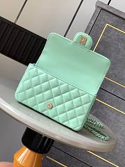 Chanel Mini Flap Bag With Top Handle Lambskin Lacquered Metal Green - 20x12x6cm - 6