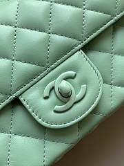 Chanel Mini Flap Bag With Top Handle Lambskin Lacquered Metal Green - 20x12x6cm - 4