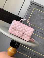 Chanel Mini Flap Bag With Top Handle Lambskin Lacquered Metal Pink - 20x12x6cm - 1