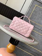 Chanel Mini Flap Bag With Top Handle Lambskin Lacquered Metal Pink - 20x12x6cm - 5