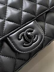 Chanel Mini Flap Bag With Top Handle Lambskin Lacquered Metal Black - 20x12x6cm - 6