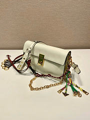 Prada Soft Sound Small Leather Shoulder Bag With Charms White - 24x13.5x6cm - 6