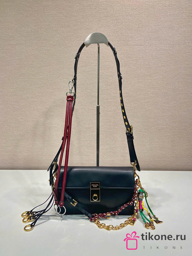 Prada Soft Sound Small Leather Shoulder Bag With Charms Black - 24x13.5x6cm - 1