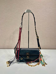 Prada Soft Sound Small Leather Shoulder Bag With Charms Black - 24x13.5x6cm - 1