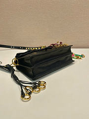 Prada Soft Sound Small Leather Shoulder Bag With Charms Black - 24x13.5x6cm - 6