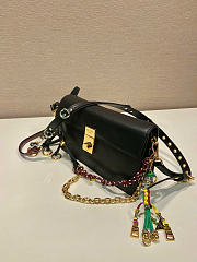 Prada Soft Sound Small Leather Shoulder Bag With Charms Black - 24x13.5x6cm - 4