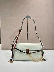 Prada Soft Sound Large Leather Shoulder Bag With Charms White - 35x19.5x10.5cm - 1