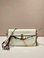 Prada Soft Sound Large Leather Shoulder Bag With Charms White - 35x19.5x10.5cm - 4