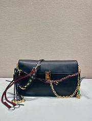 Prada Soft Sound Large Leather Shoulder Bag With Charms Black - 35x19.5x10.5cm - 3