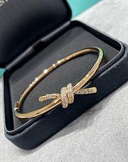 Tiffany Knot Wire Bangle in Yellow Gold with Diamonds - 2