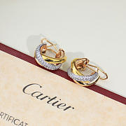 Cartier Trinity Earrings Classic Model Semi Paved White Gold Yellow Gold Rose Gold Diamonds - 1