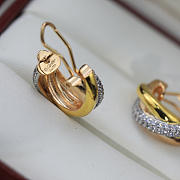 Cartier Trinity Earrings Classic Model Semi Paved White Gold Yellow Gold Rose Gold Diamonds - 4