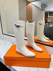 Hermes Kelly Jumping Boot White Silver Hardware - 1