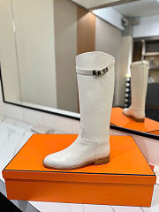 Hermes Kelly Jumping Boot White Silver Hardware - 4