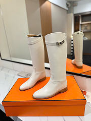 Hermes Kelly Jumping Boot White Silver Hardware - 3