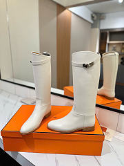 Hermes Kelly Jumping Boot White Silver Hardware - 2