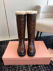 Miumiu Fume Leather Boots Sienna - 1