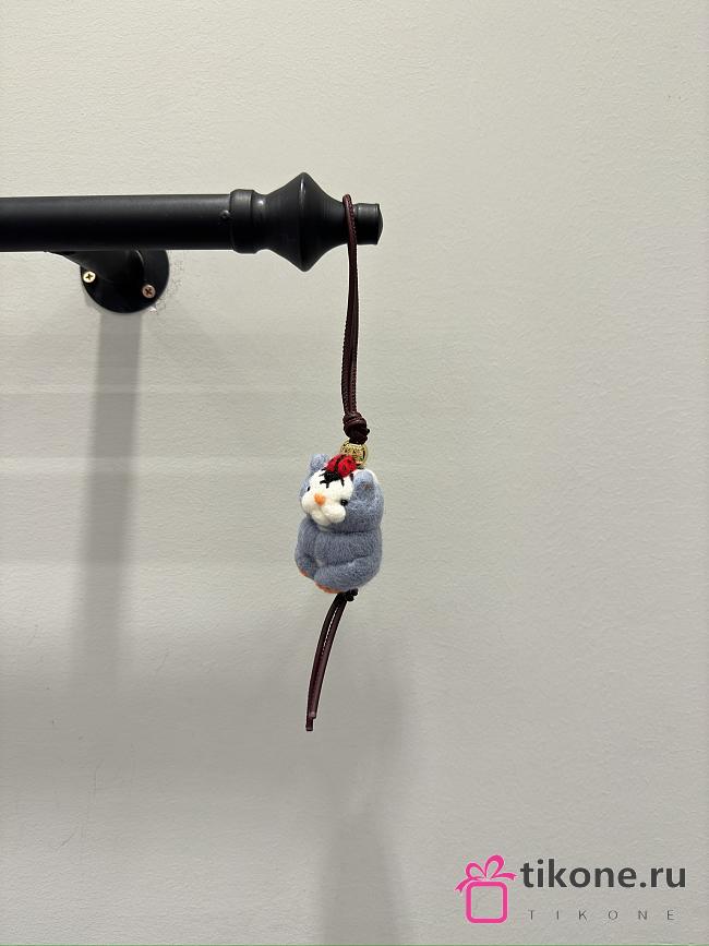 Hamster Charm In Felt And Calfskin Grey Blue - 1