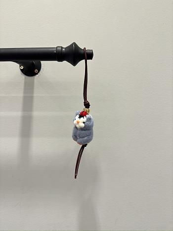 Hamster Charm In Felt And Calfskin Grey Blue