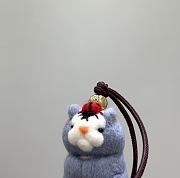 Hamster Charm In Felt And Calfskin Grey Blue - 2