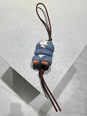 Hamster Charm In Felt And Calfskin Grey Blue - 4