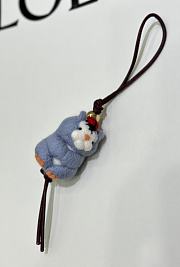 Hamster Charm In Felt And Calfskin Grey Blue - 5