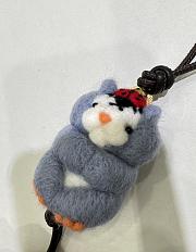 Hamster Charm In Felt And Calfskin Grey Blue - 6