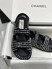 Chanel Sandals Tweed Black White - 5