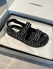 Chanel Sandals Tweed Black White - 4