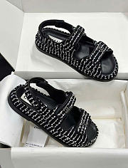 Chanel Sandals Tweed Black White - 3