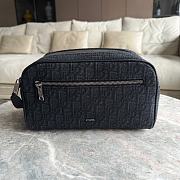 Dior Toiletry Bag Black Dior Oblique Jacquard and Black Grained Calfskin - 24.5x14.5x13cm - 1