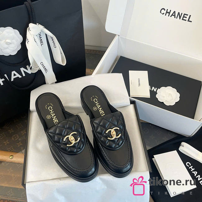 Chanel CC Flat Mule Black - 1