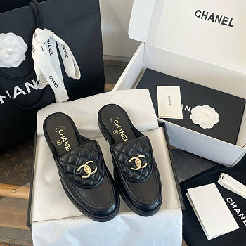 Chanel CC Flat Mule Black