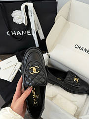 Chanel CC Gold Loafers Black - 2