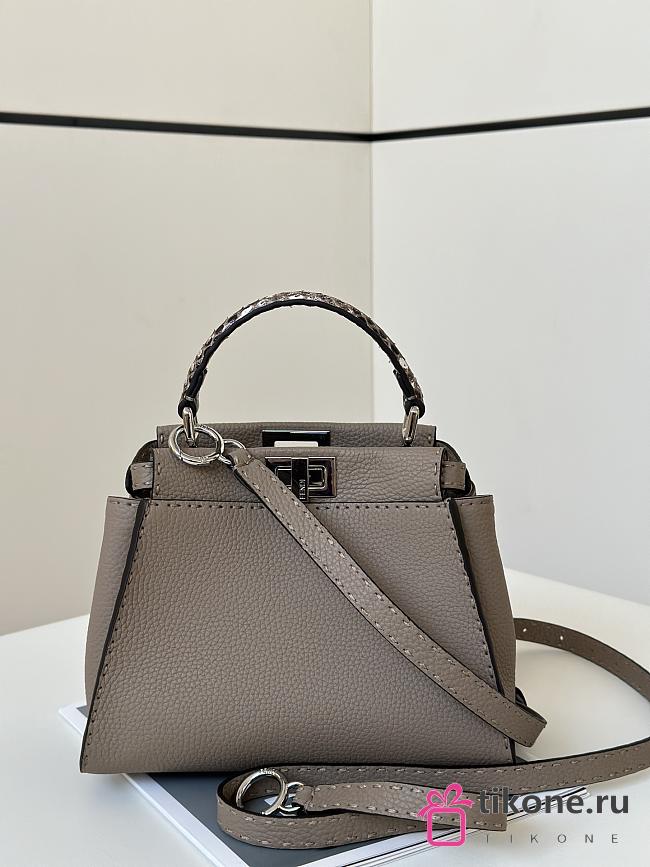 Fendi Peekaboo Mini Dove Grey Selleria Bag -23x18x11cm - 1