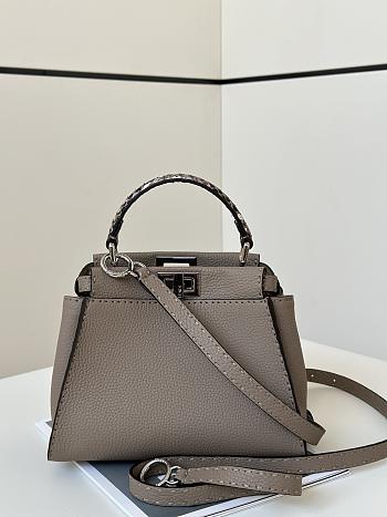 Fendi Peekaboo Mini Dove Grey Selleria Bag -23x18x11cm